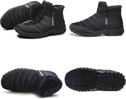 Mens Winter Snow Boots Fur Lined Warm Ankle Boots Zipper Closure Waterproof Outdoor Boots Men's Lightweight Comfortable Shoes