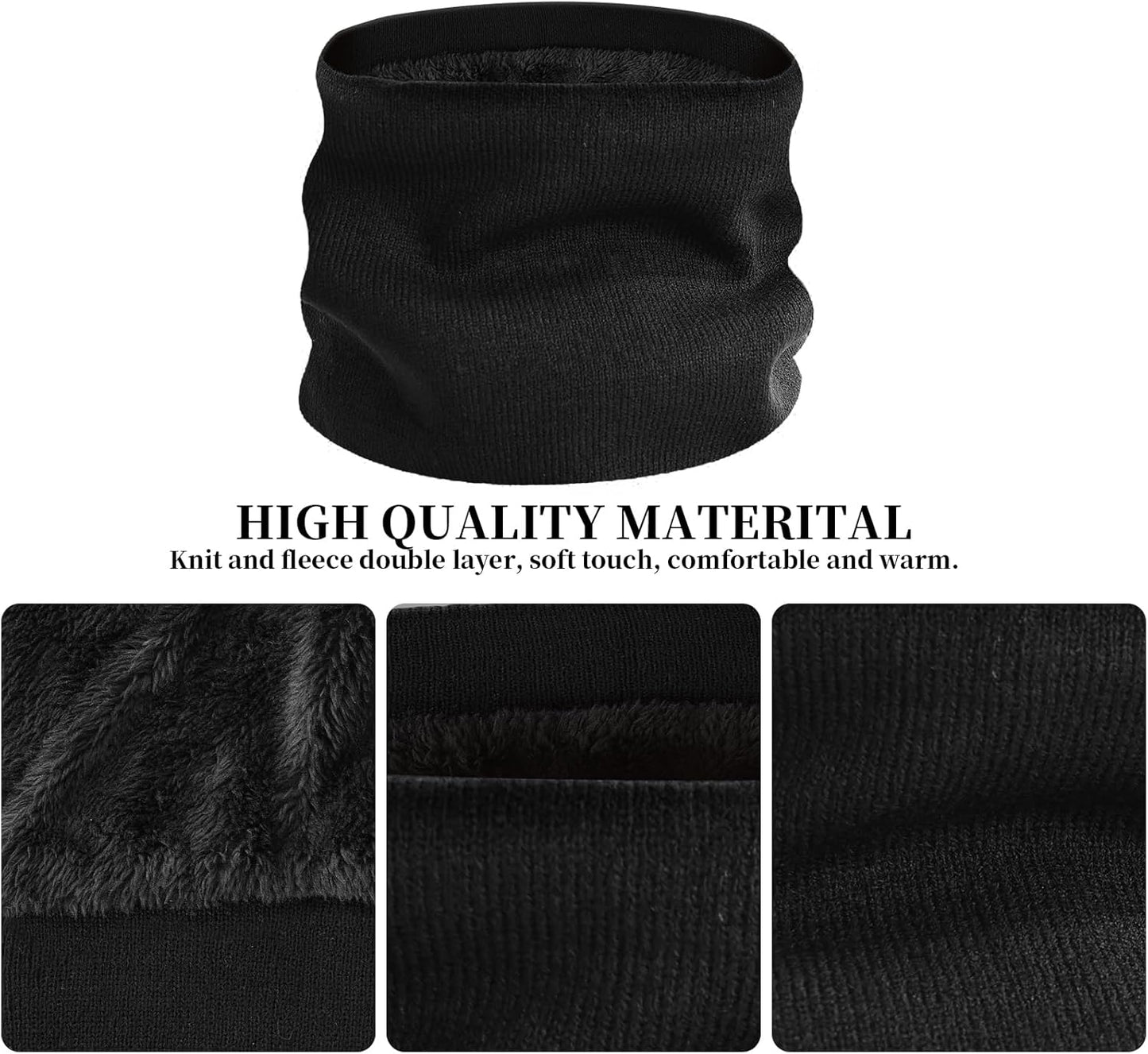 Winter Beanie Hat Scarf Gloves Set for Men Women, Warm Knitted Hat Fleece Lined Circle Neck Warmer Touchscreen Gloves