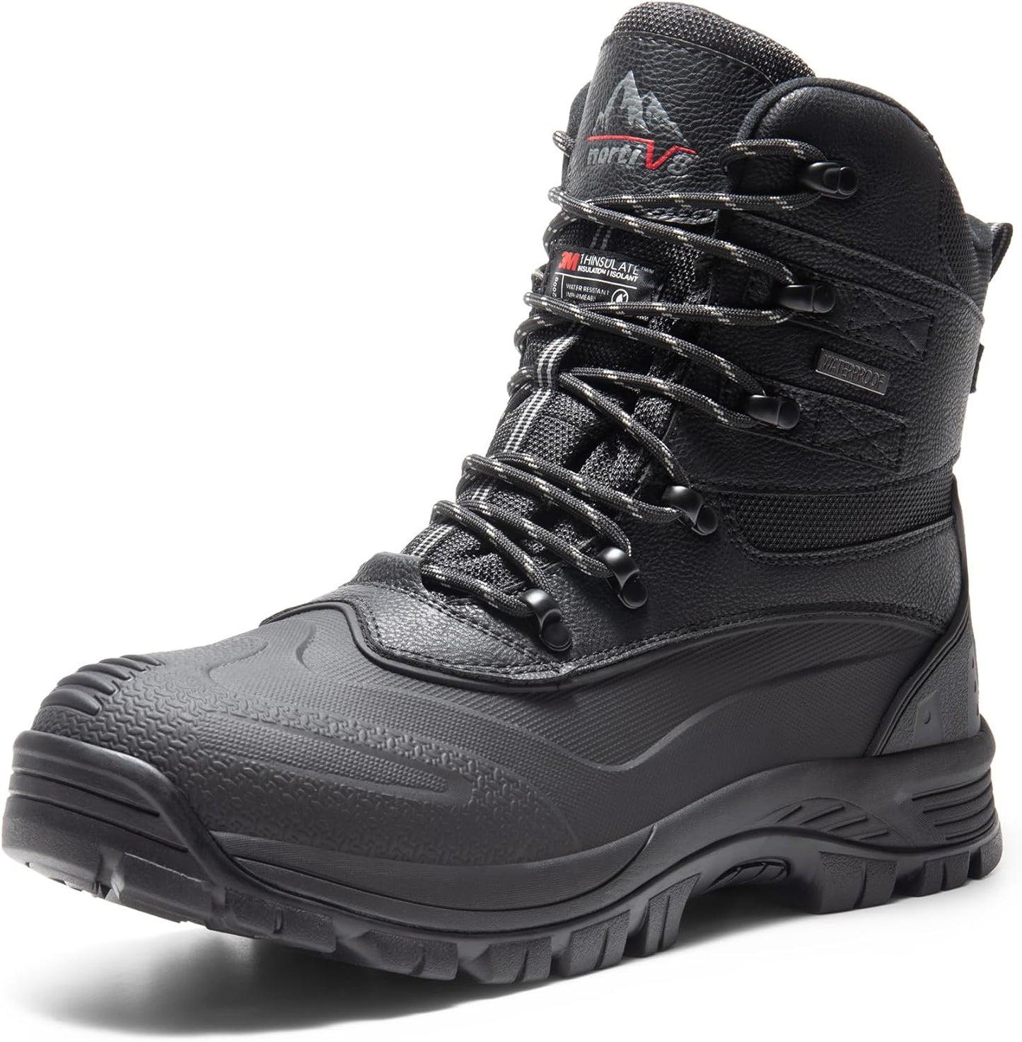 NORTIV 8 Men's Winter Snow Boots Insulated Waterproof Construction Hiking Ankle Booties Rubber Sole Work Casual Ski Boots POLAR