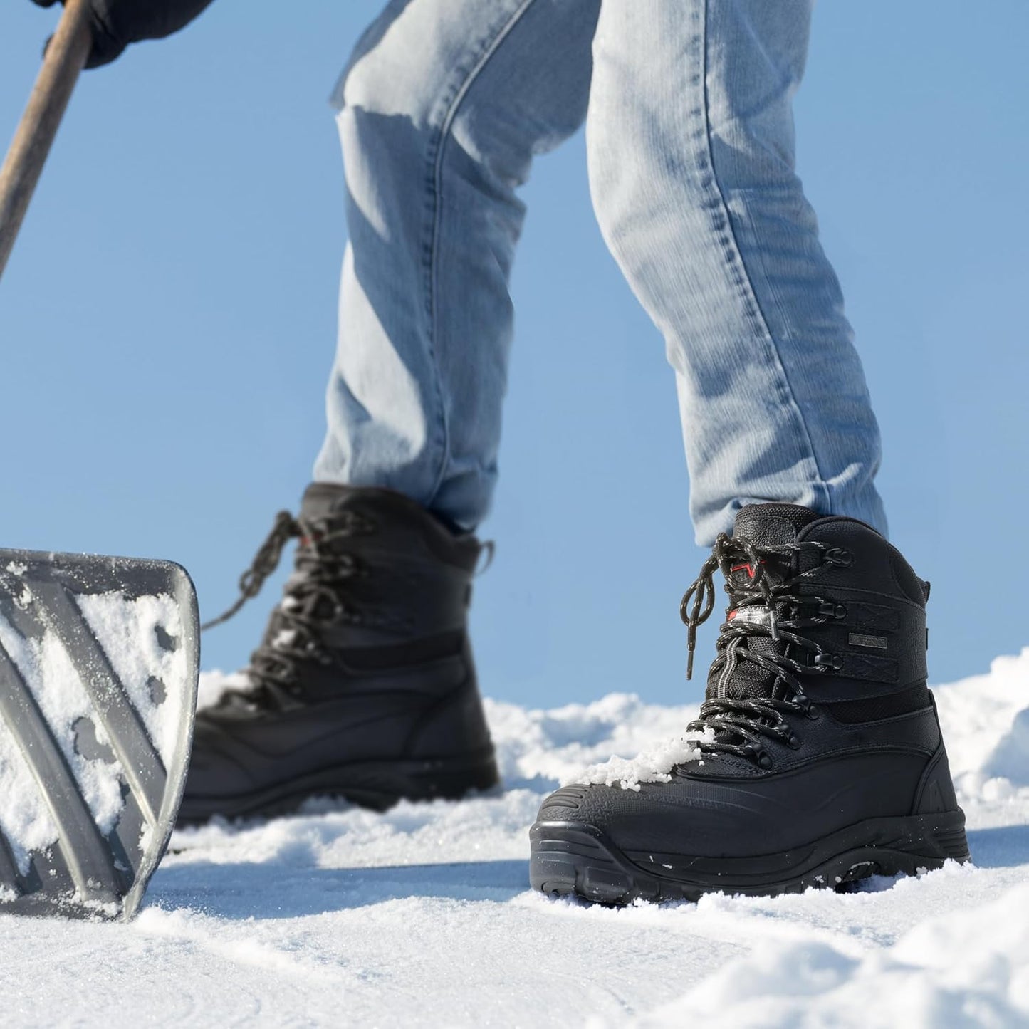 NORTIV 8 Men's Winter Snow Boots Insulated Waterproof Construction Hiking Ankle Booties Rubber Sole Work Casual Ski Boots POLAR