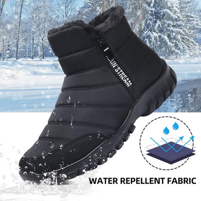 Mens Winter Snow Boots Fur Lined Warm Ankle Boots Zipper Closure Waterproof Outdoor Boots Men's Lightweight Comfortable Shoes