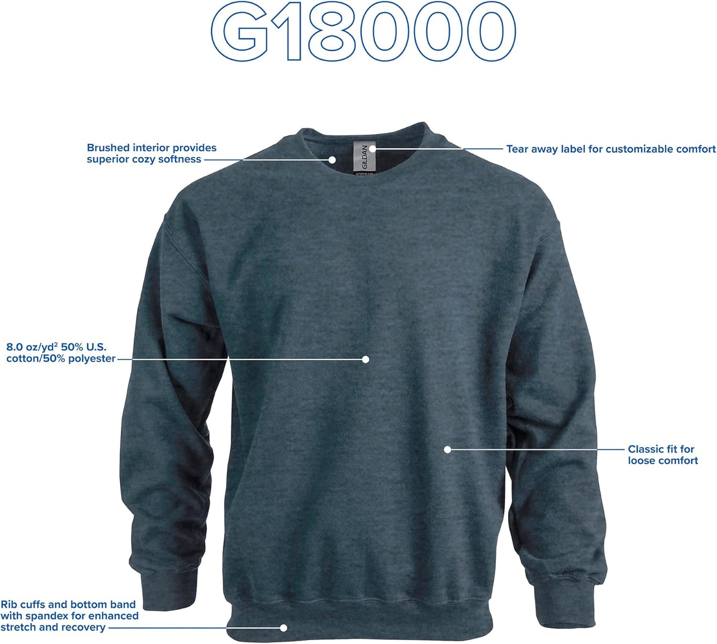 Gildan Men’s Fleece Crewneck Sweatshirt, Style G18000Sweatshirt