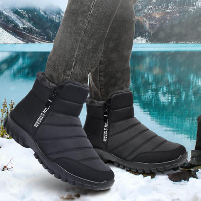 Mens Winter Snow Boots Fur Lined Warm Ankle Boots Zipper Closure Waterproof Outdoor Boots Men's Lightweight Comfortable Shoes