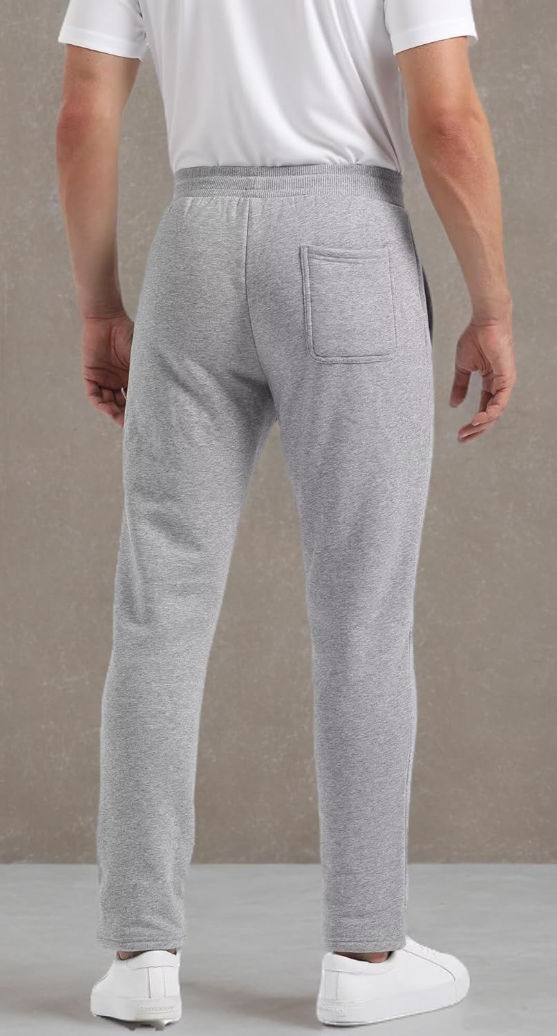 Men's Fleece Sweatpants with Drawstring Sherpa Lined Open Bottom Pants Winter Warm Running Casual Jogger Pants