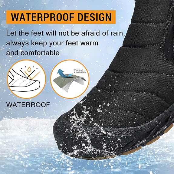 Men's Ankle Boots Men Fur Zip Shoes Man Women Winter Shoe High Quality Mens 2024 Waterproof Outside Boot Plus Size 45 46 47 48