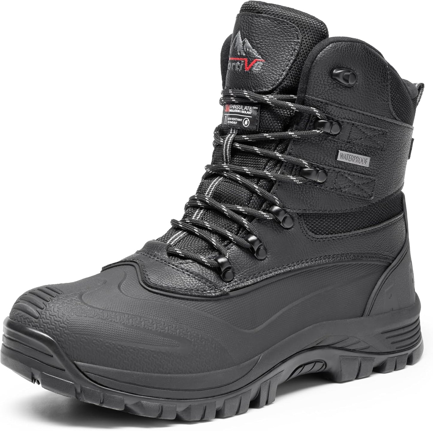 NORTIV 8 Men's Winter Snow Boots Insulated Waterproof Construction Hiking Ankle Booties Rubber Sole Work Casual Ski Boots POLAR