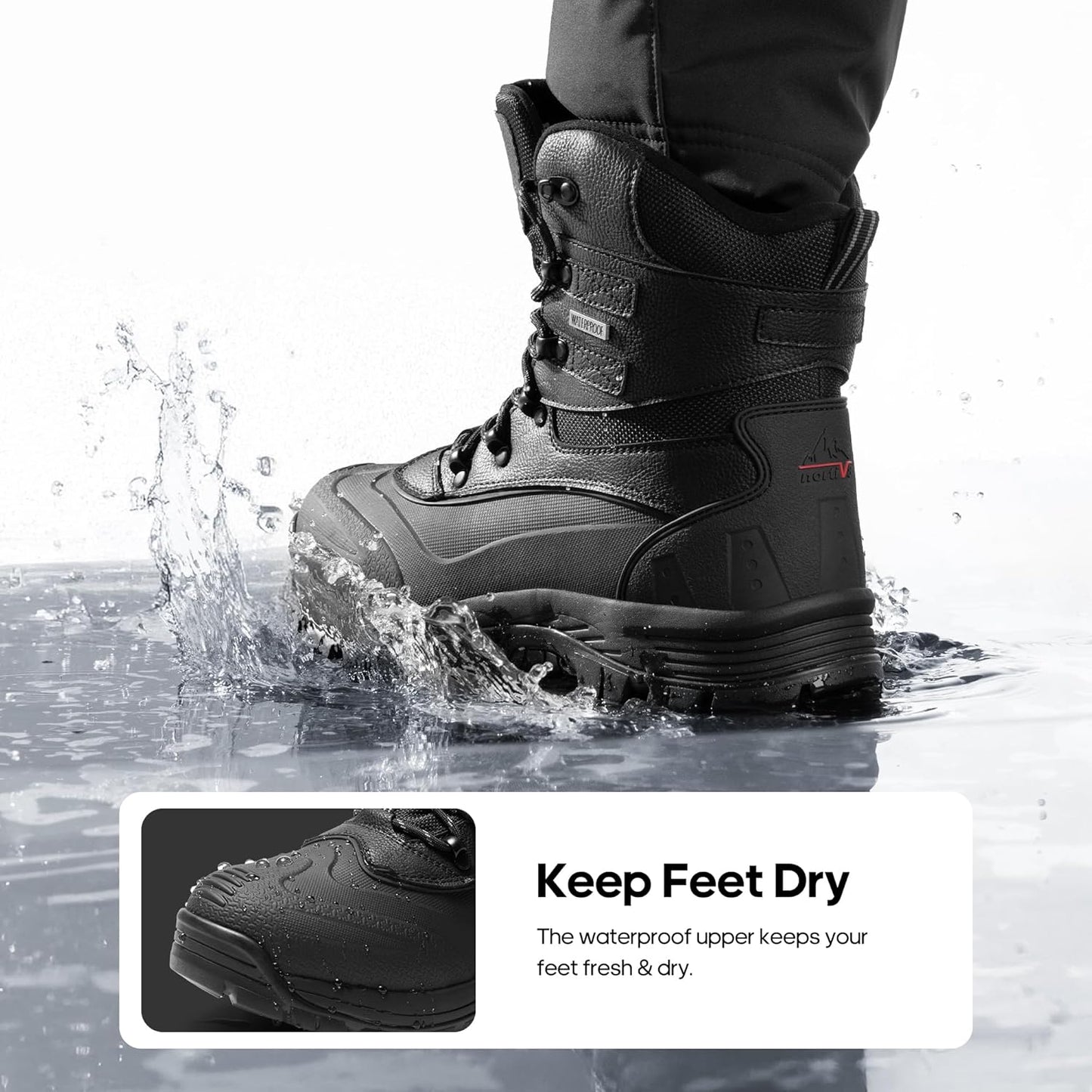 NORTIV 8 Men's Winter Snow Boots Insulated Waterproof Construction Hiking Ankle Booties Rubber Sole Work Casual Ski Boots POLAR