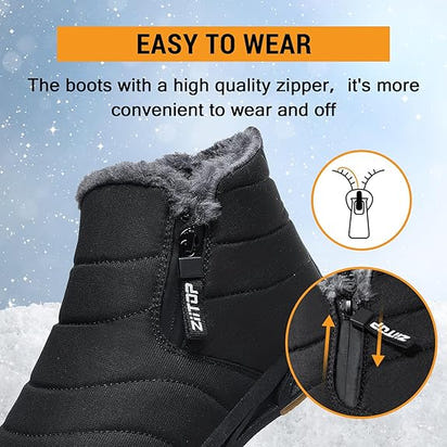 Men's Ankle Boots Men Fur Zip Shoes Man Women Winter Shoe High Quality Mens 2024 Waterproof Outside Boot Plus Size 45 46 47 48