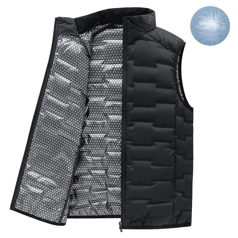 Men Winter New White Duck Down Vest Men Warm Windproof Stand Collar Sleeveless Vest Men Ultralight Waterproof Waistcoat Male