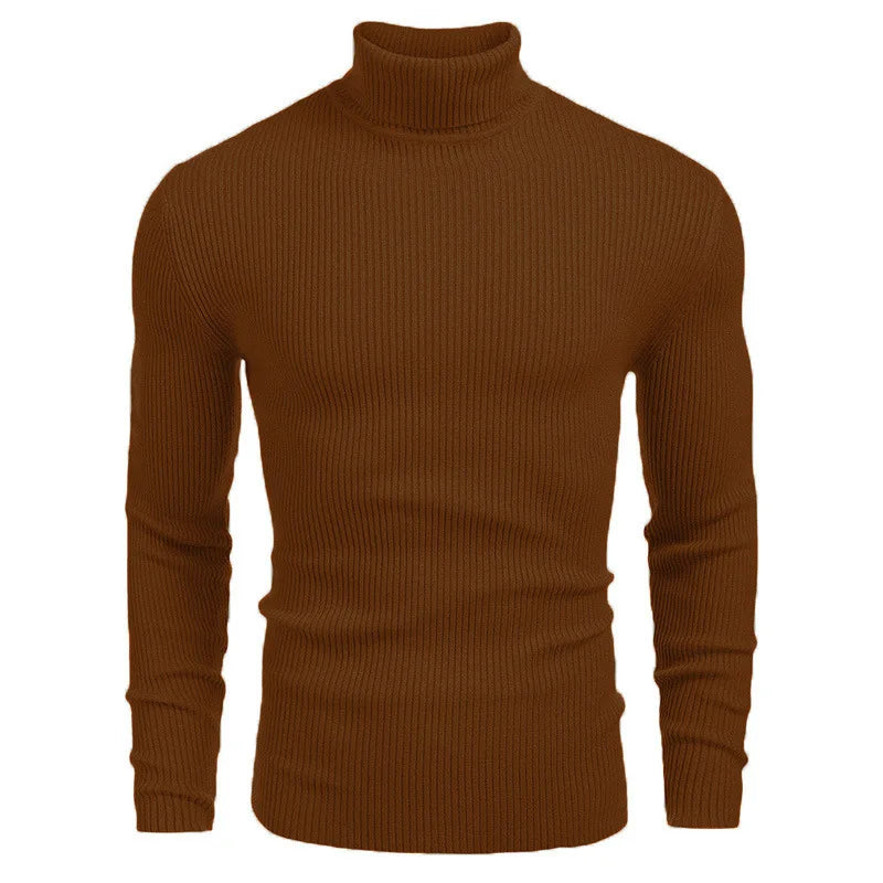New Men's Turtleneck Sweaters Solid Long Sleeve Knitted Warm Pullovers Casual Slim High Neck Sweater Autumn Winter Knitwear Tops
