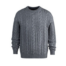 Men’s Wool Blend Cable Knit Pullover Sweater Crew Neck Long Sleeve Casual Knitwear