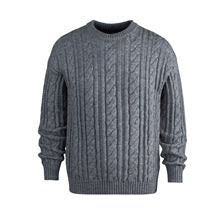 Men’s Wool Blend Cable Knit Pullover Sweater Crew Neck Long Sleeve Casual Knitwear
