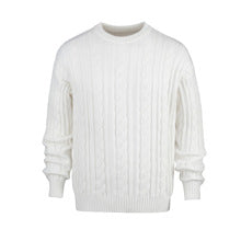 Men’s Wool Blend Cable Knit Pullover Sweater Crew Neck Long Sleeve Casual Knitwear