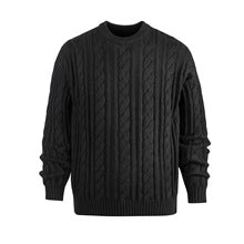 Men’s Wool Blend Cable Knit Pullover Sweater Crew Neck Long Sleeve Casual Knitwear