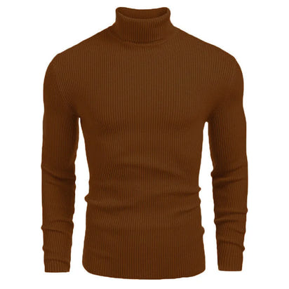 New Men's Turtleneck Sweaters Solid Long Sleeve Knitted Warm Pullovers Casual Slim High Neck Sweater Autumn Winter Knitwear Tops