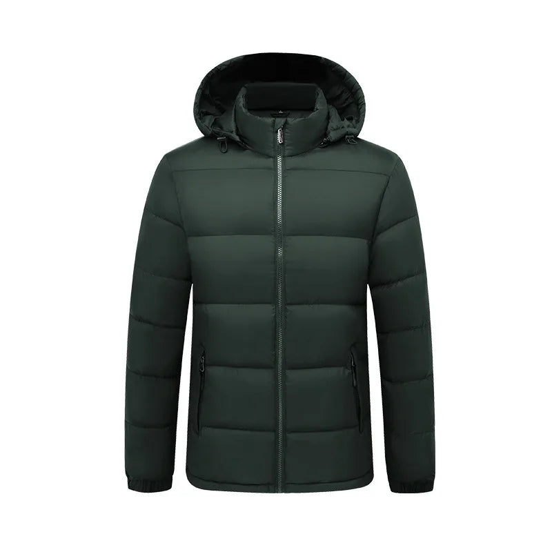 Mens Winter Warm Puffer Jacket New Cross Border Style Removable Hood  Cotton-Padded Outerwear for Men
