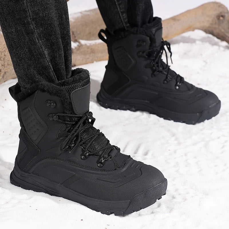 2025 Winter Boots for Men Waterproof Outdoor Hiking Boots Thick Plus Warm Ankle Boots Non-slip Hunting Sneakers Man Work Shoes