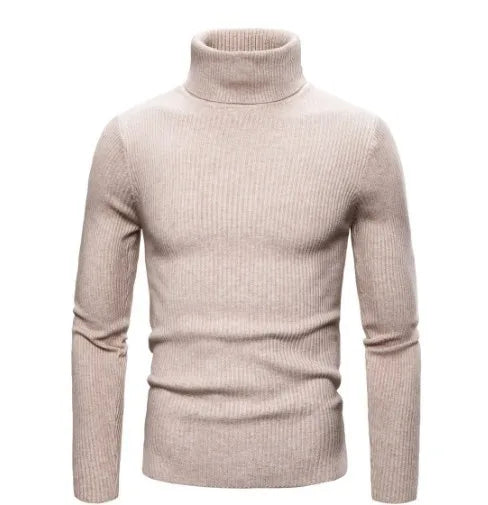 New Men's Turtleneck Sweaters Solid Long Sleeve Knitted Warm Pullovers Casual Slim High Neck Sweater Autumn Winter Knitwear Tops