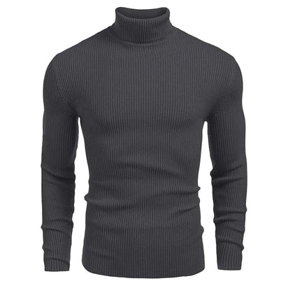 New Men's Turtleneck Sweaters Solid Long Sleeve Knitted Warm Pullovers Casual Slim High Neck Sweater Autumn Winter Knitwear Tops