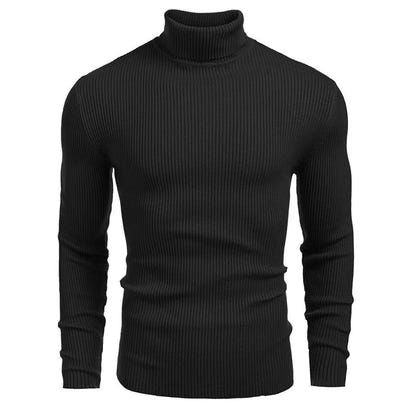 New Men's Turtleneck Sweaters Solid Long Sleeve Knitted Warm Pullovers Casual Slim High Neck Sweater Autumn Winter Knitwear Tops