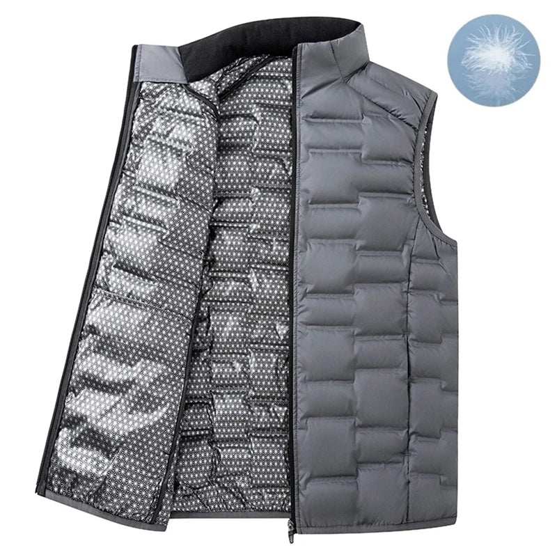 Men Winter New White Duck Down Vest Men Warm Windproof Stand Collar Sleeveless Vest Men Ultralight Waterproof Waistcoat Male