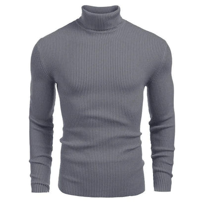 New Men's Turtleneck Sweaters Solid Long Sleeve Knitted Warm Pullovers Casual Slim High Neck Sweater Autumn Winter Knitwear Tops