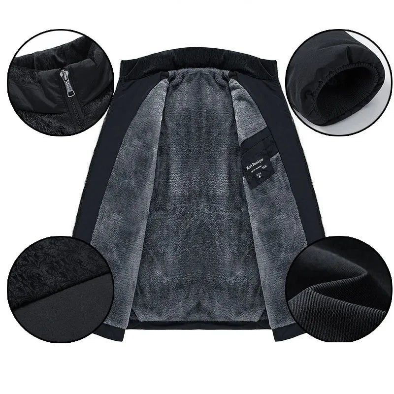 Puffer Jacket Men's Plush Thickened Parkas Stand Collar Jacket Men's Coat Winter Warm Thick Zipper Coat Padded Overcoat for Men