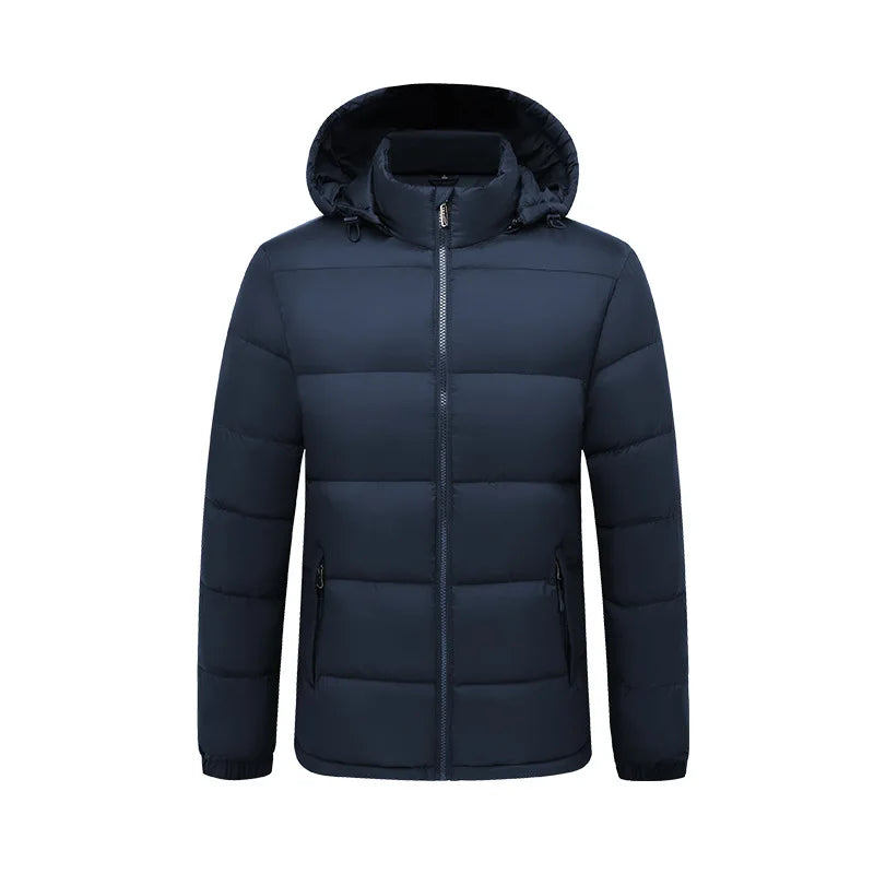 Mens Winter Warm Puffer Jacket New Cross Border Style Removable Hood  Cotton-Padded Outerwear for Men