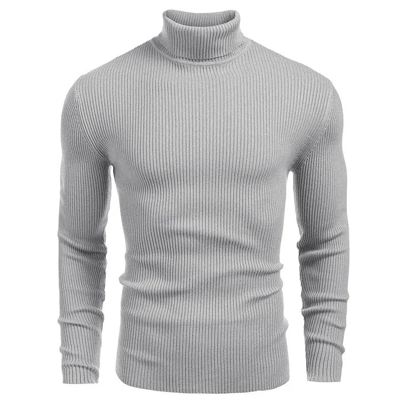 New Men's Turtleneck Sweaters Solid Long Sleeve Knitted Warm Pullovers Casual Slim High Neck Sweater Autumn Winter Knitwear Tops