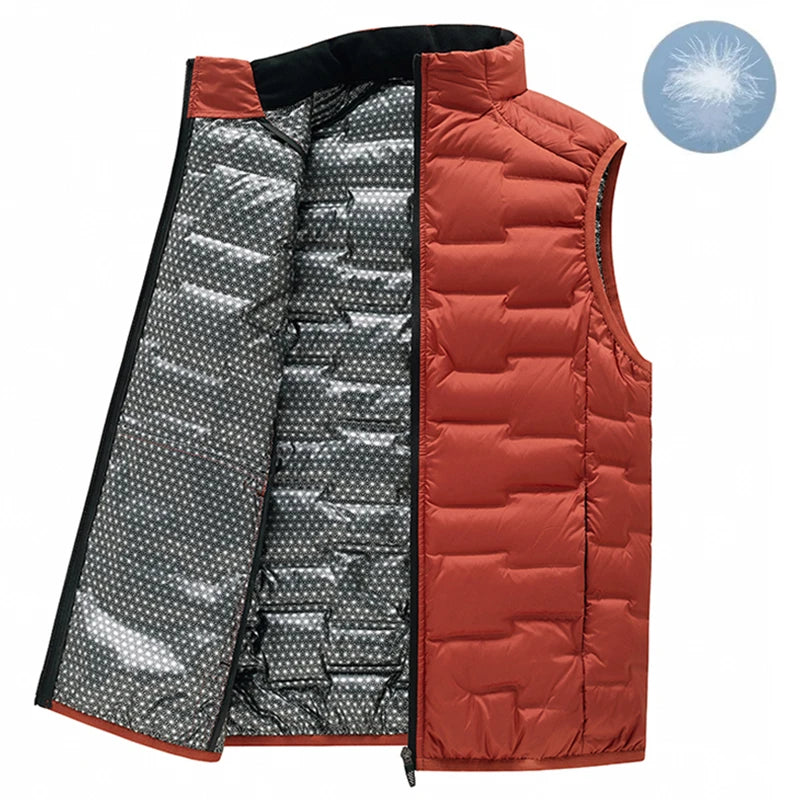 Men Winter New White Duck Down Vest Men Warm Windproof Stand Collar Sleeveless Vest Men Ultralight Waterproof Waistcoat Male