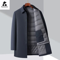 Winter Down Jacket Men's Luxury Brand Detachable White Duck Down Liner Vest Coat Men Business Mid-length Windproof Puffer Jacket