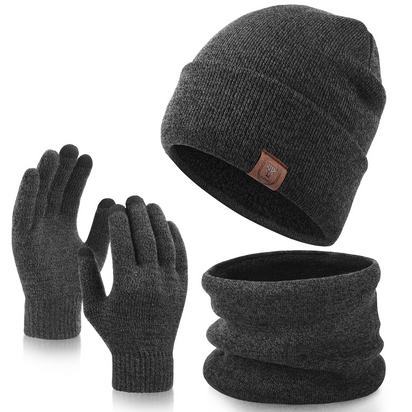 Winter Beanie Hat Scarf Gloves Set for Men Women, Warm Knitted Hat Fleece Lined Circle Neck Warmer Touchscreen Gloves