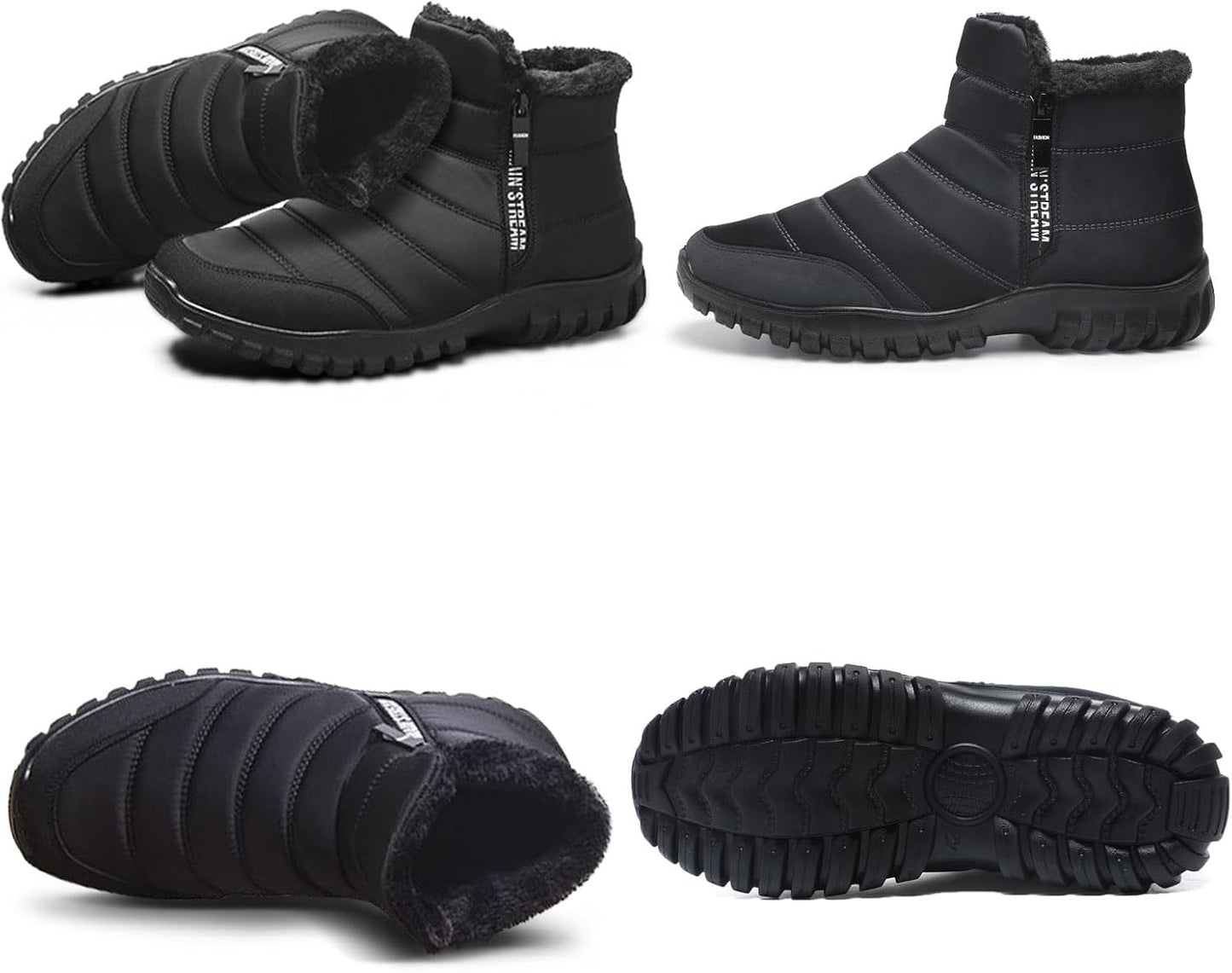 Mens Winter Snow Boots Fur Lined Warm Ankle Boots Zipper Closure Waterproof Outdoor Boots Men's Lightweight Comfortable Shoes