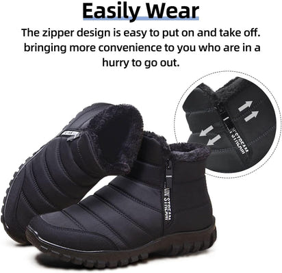 Mens Winter Snow Boots Fur Lined Warm Ankle Boots Zipper Closure Waterproof Outdoor Boots Men's Lightweight Comfortable Shoes