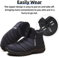 Mens Winter Snow Boots Fur Lined Warm Ankle Boots Zipper Closure Waterproof Outdoor Boots Men's Lightweight Comfortable Shoes