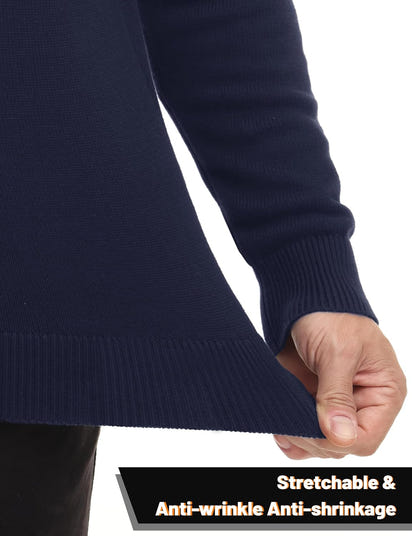 Men's Sweater 1/4 Zip Up Striped Pullover Fall Winter Color Block Polo Sweatshirts