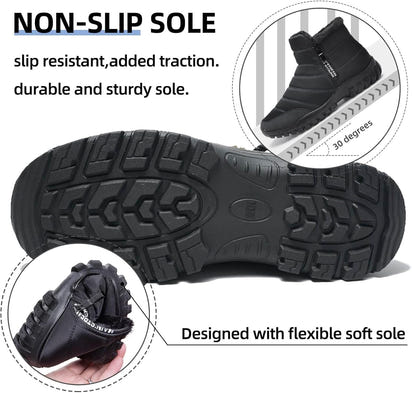 Mens Winter Snow Boots Fur Lined Warm Ankle Boots Zipper Closure Waterproof Outdoor Boots Men's Lightweight Comfortable Shoes