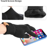 Winter Beanie Hat Scarf Gloves Set for Men Women, Warm Knitted Hat Fleece Lined Circle Neck Warmer Touchscreen Gloves