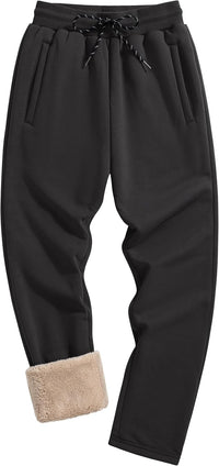 Men's Fleece Sweatpants with Drawstring Sherpa Lined Open Bottom Pants Winter Warm Running Casual Jogger Pants