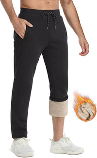 Men's Fleece Sweatpants with Drawstring Sherpa Lined Open Bottom Pants Winter Warm Running Casual Jogger Pants