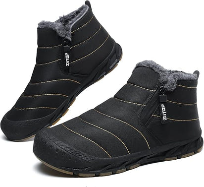 Men's Ankle Boots Men Fur Zip Shoes Man Women Winter Shoe High Quality Mens 2024 Waterproof Outside Boot Plus Size 45 46 47 48