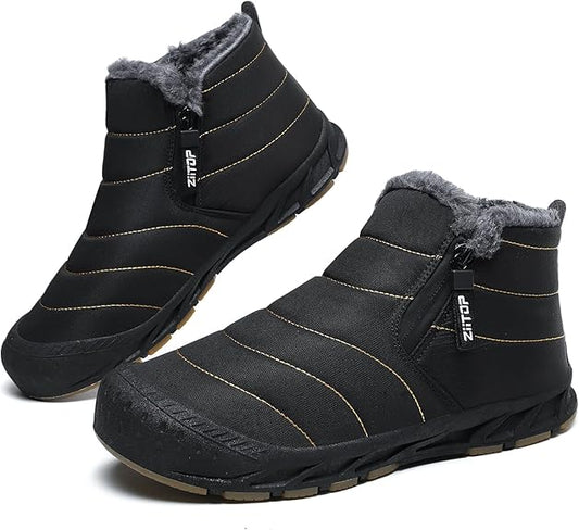 Men's Ankle Boots Men Fur Zip Shoes Man Women Winter Shoe High Quality Mens 2024 Waterproof Outside Boot Plus Size 45 46 47 48