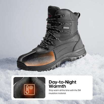 NORTIV 8 Men's Winter Snow Boots Insulated Waterproof Construction Hiking Ankle Booties Rubber Sole Work Casual Ski Boots POLAR