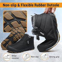 Men's Ankle Boots Men Fur Zip Shoes Man Women Winter Shoe High Quality Mens 2024 Waterproof Outside Boot Plus Size 45 46 47 48