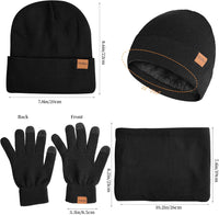 Winter Beanie Hat Scarf Gloves Set for Men Women, Warm Knitted Hat Fleece Lined Circle Neck Warmer Touchscreen Gloves