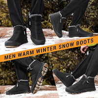 Men's Ankle Boots Men Fur Zip Shoes Man Women Winter Shoe High Quality Mens 2024 Waterproof Outside Boot Plus Size 45 46 47 48