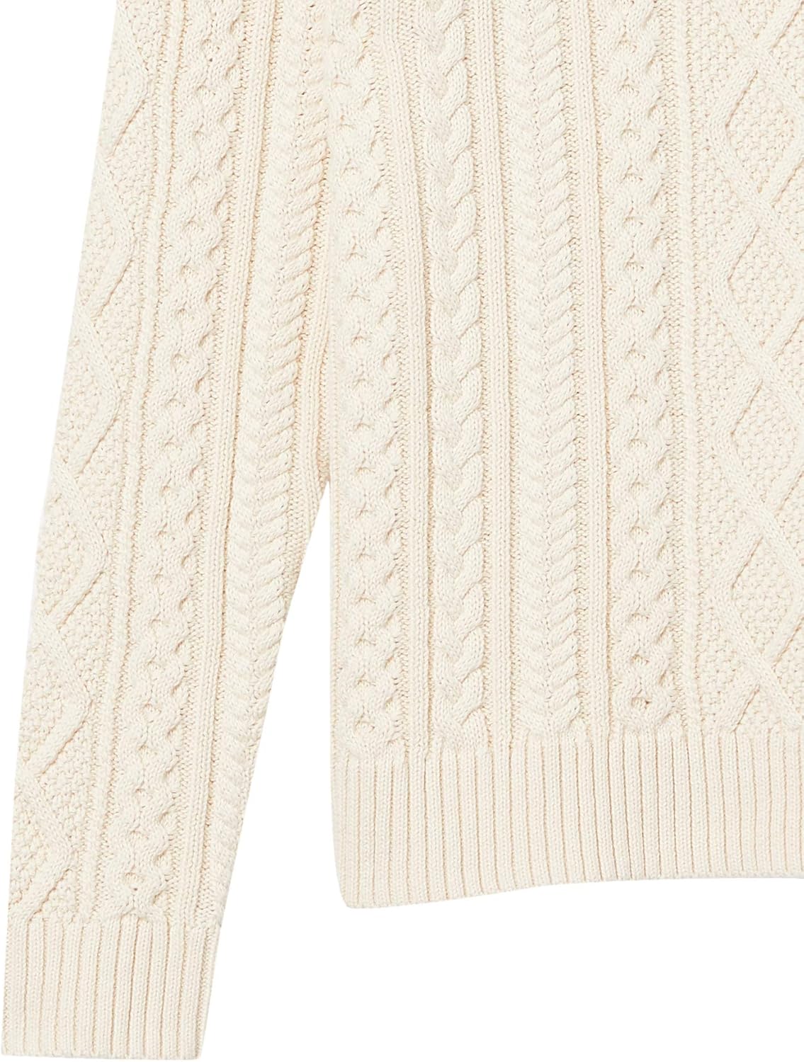 Mens Long-Sleeve 100% Cotton Fisherman Cable Crewneck Sweater