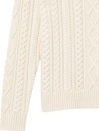 Mens Long-Sleeve 100% Cotton Fisherman Cable Crewneck Sweater