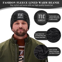 Mens Womens Winter Beanie Hat Scarf Set Warm Knit Hats Fleece Lined Winter Cap Neck Warmer for Men Women