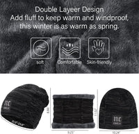 Mens Womens Winter Beanie Hat Scarf Set Warm Knit Hats Fleece Lined Winter Cap Neck Warmer for Men Women